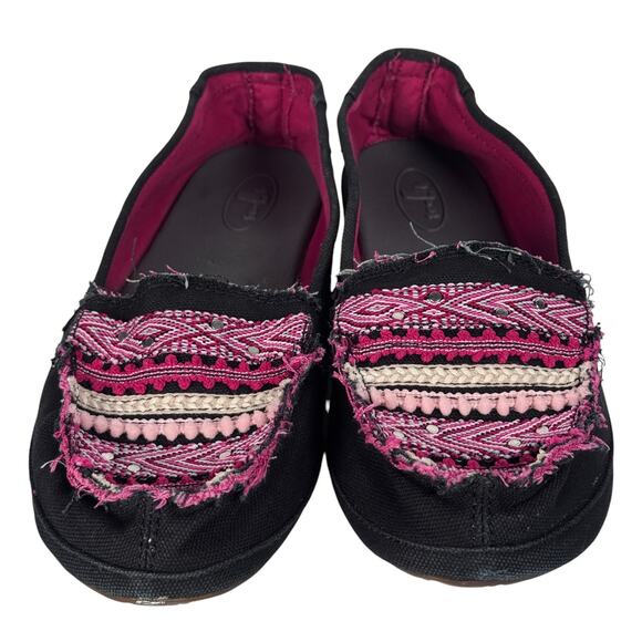 Sanuk Zumara Sidewalk Surfer Shoes Womens Size 10 Black Comfort Logo Slip On - Picture 4 of 11